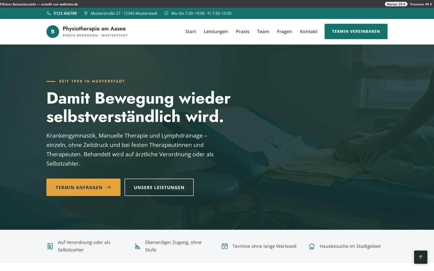 Startseite von Physiotherapie am Aasee